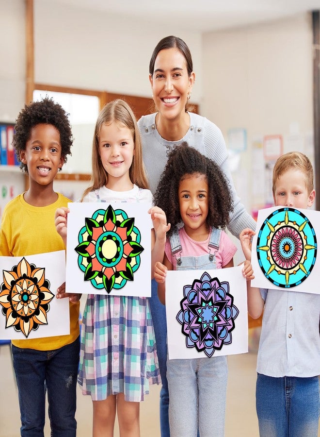 EggSun 48pcs Mandala Fuzzy Velvet Coloring Posters Kit, DIY Beautiful Arts and Crafts Velvet Coloring Mess Free Felt Coloring Pages for Adult Kids Family Activities and Party Favors - Image 4
